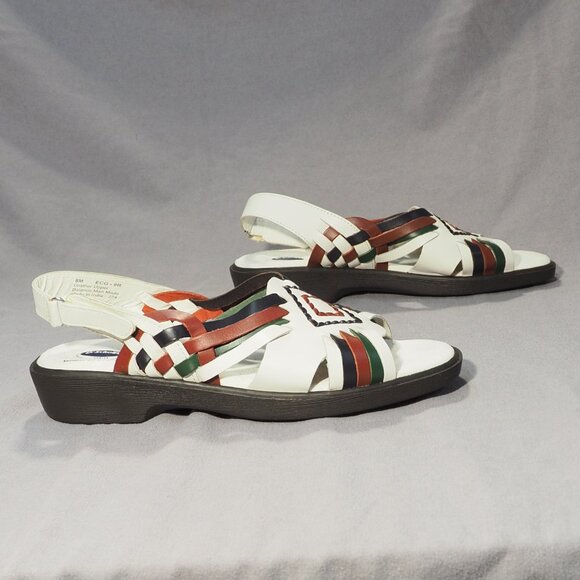 Dr Scholls Sandals Womens Size 8 M White Aztec Southwest Comfort Shoe Leather - Picture 6 of 13